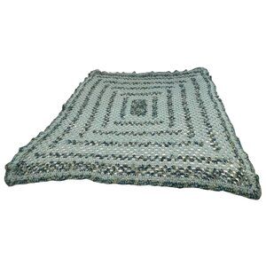 Handmade Green & Blue Square Afghan throw